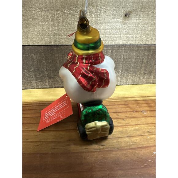 Dept 56 Mercury Glass Snowman Riding Tricycle Ornament Hand Painted in Box - Picture 4 of 5